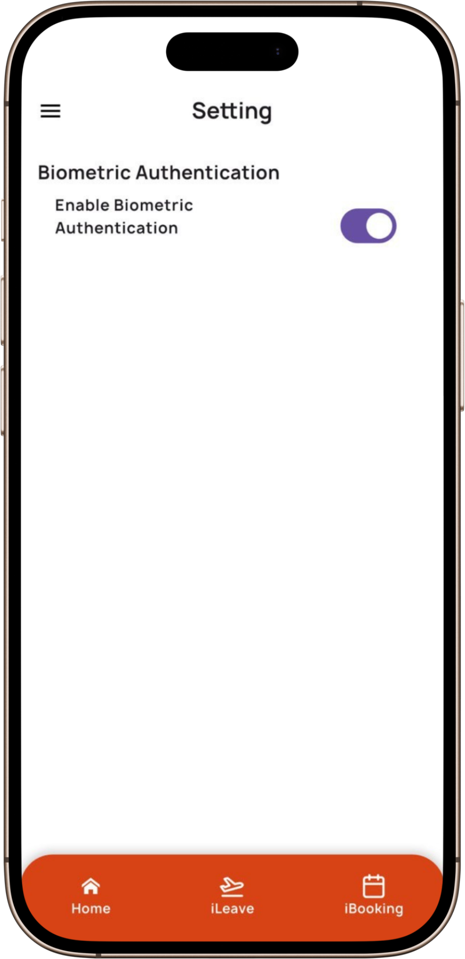 Mobile app Setting screenshot